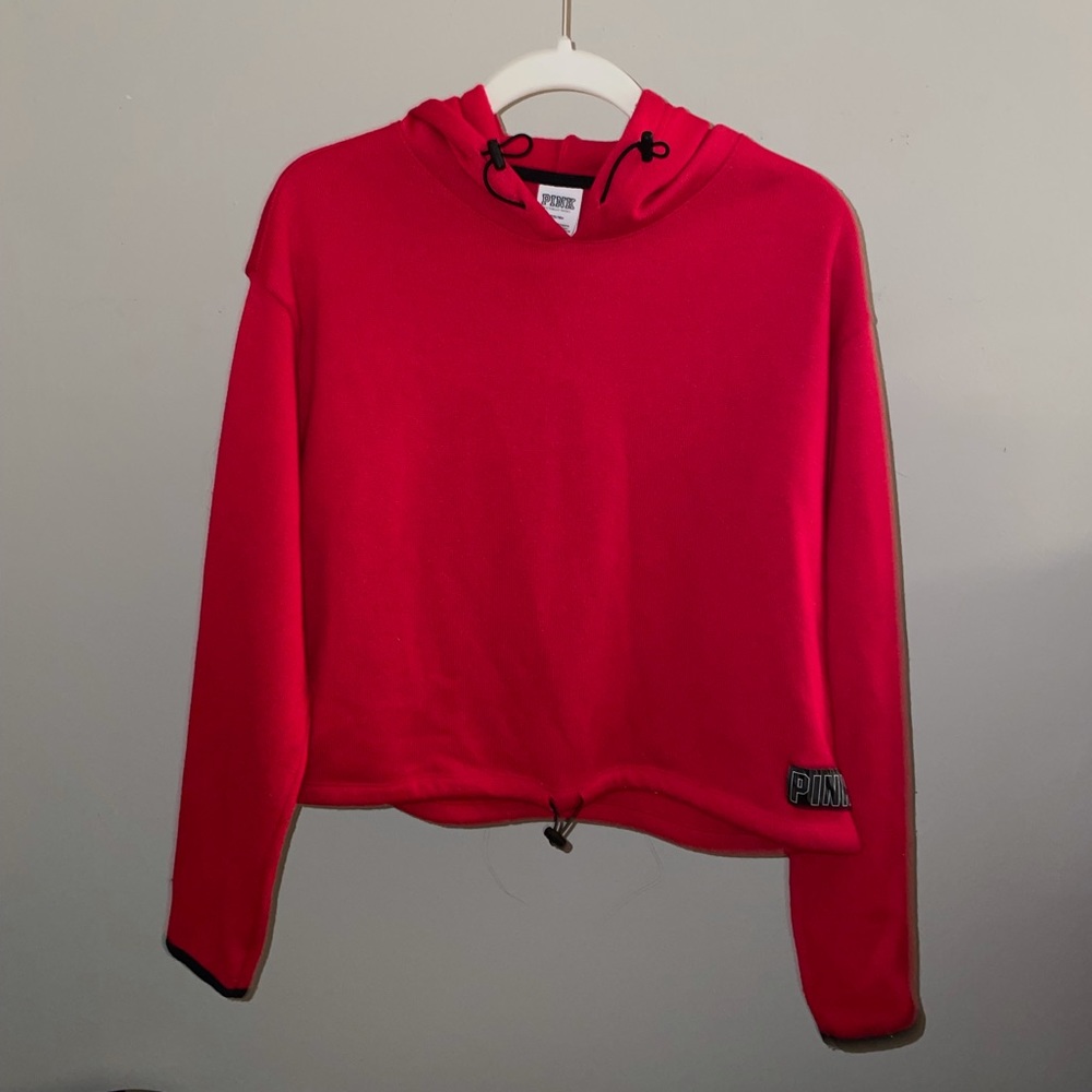PINK Crop Pullover Fleece Sweatshirt